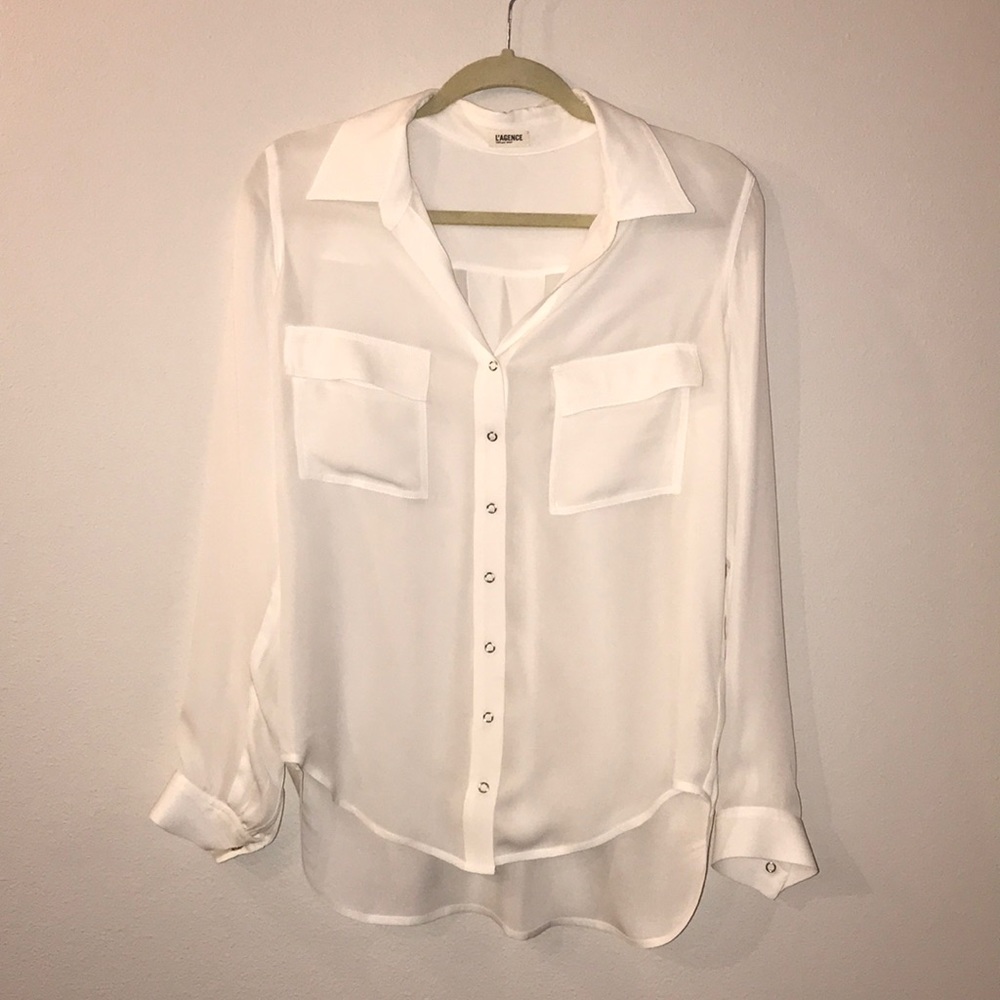 L’Agence White Silk Top